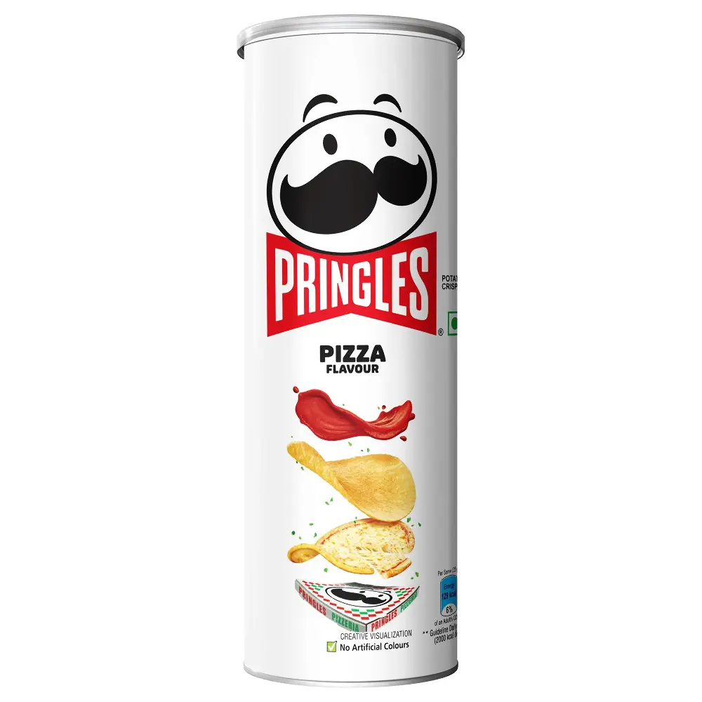 Pringles Potato Chips - Pizza Flavoured, Crunchy, Crispy, 107 g