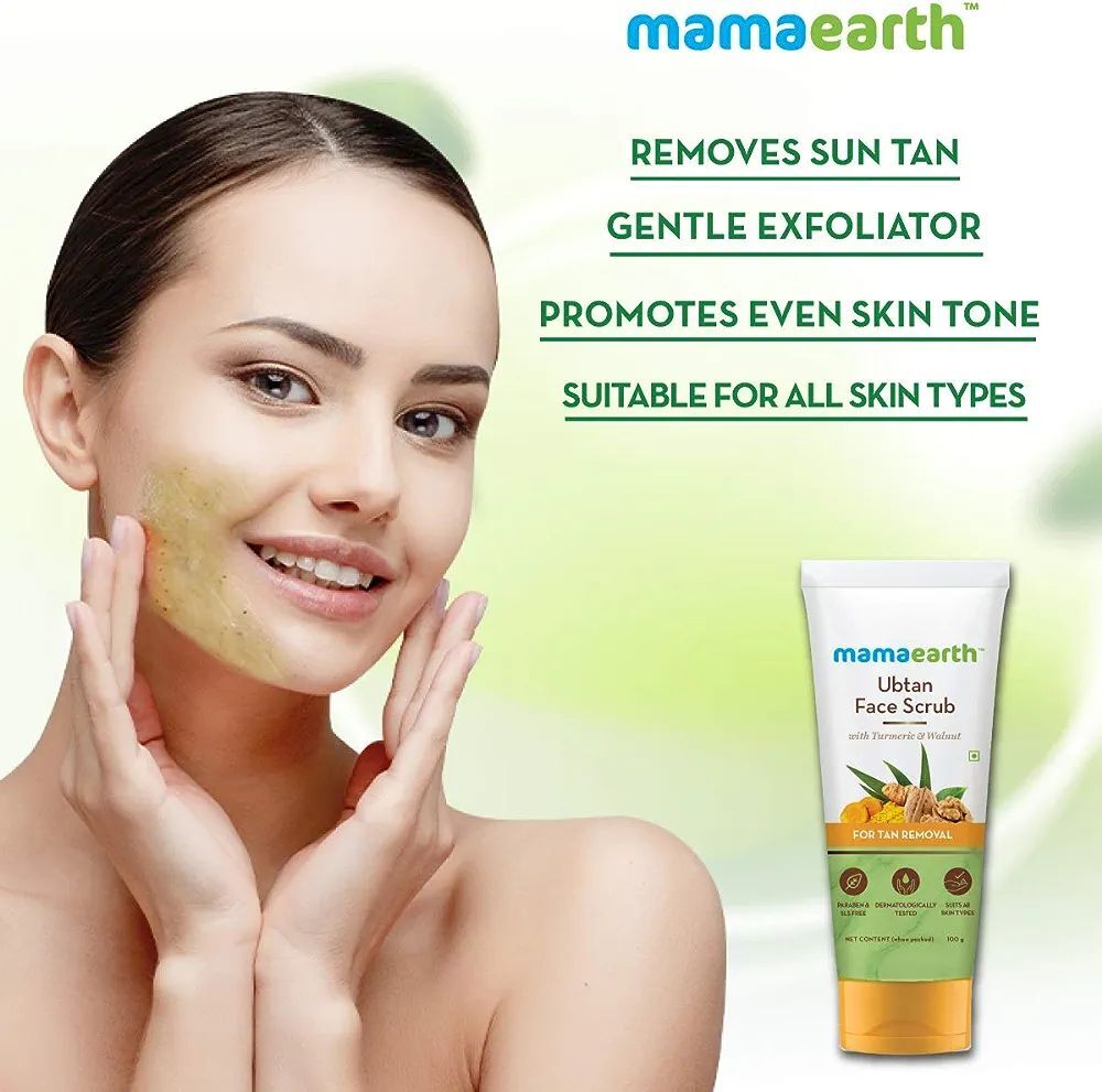 Mamaearth Ubtan Face Scrub with Turmeric and Walnut for Tan Removal - 100g