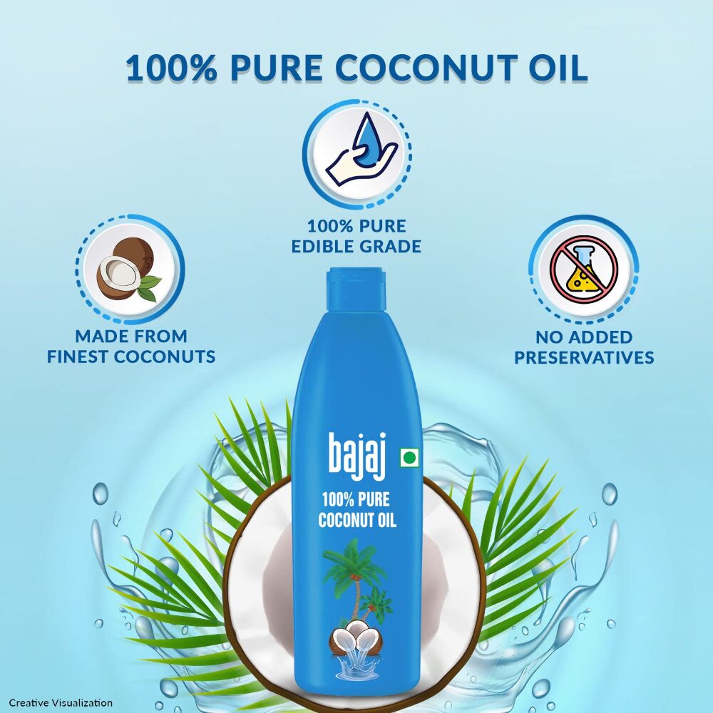 Bajaj Pure Coconut Oil, 600 ml Bottle