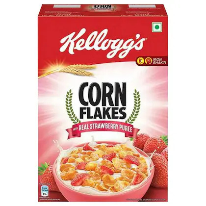 Kelloggs corn flakes with real strawberry puree, 300g