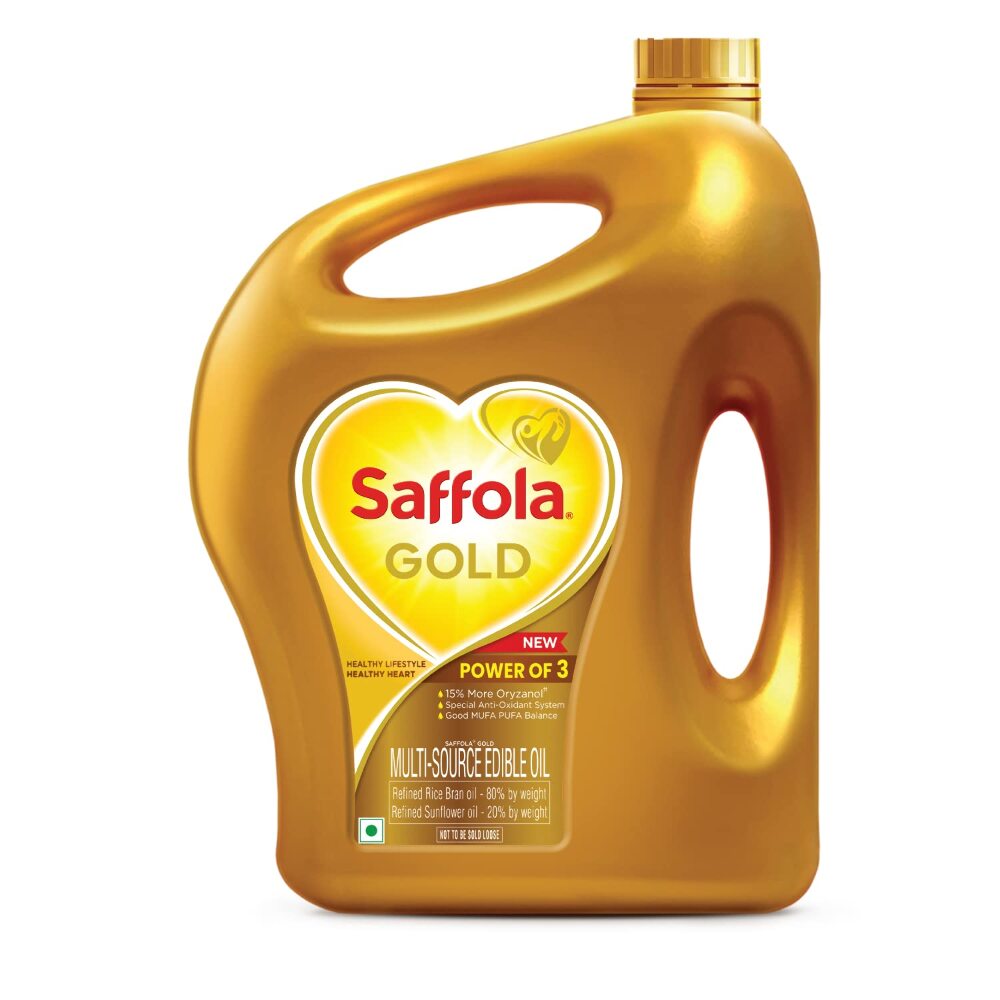 Bulk Deal - Saffola Gold Rice Bran And Corn Based Blended Oil 3 L ( Pack of 5 )