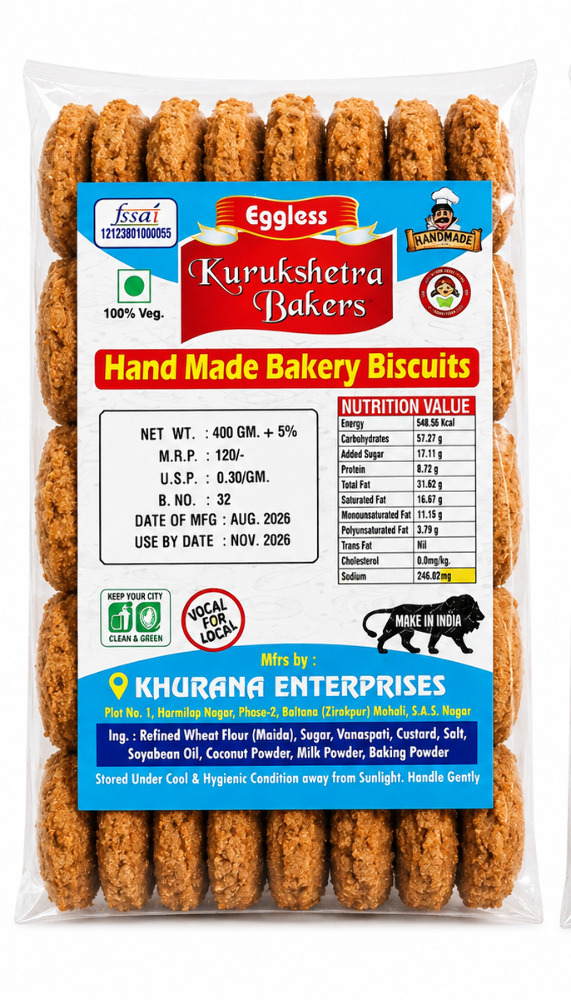 Kurukshetra Bakers Hand Made Bakery Biscuits 400gm
