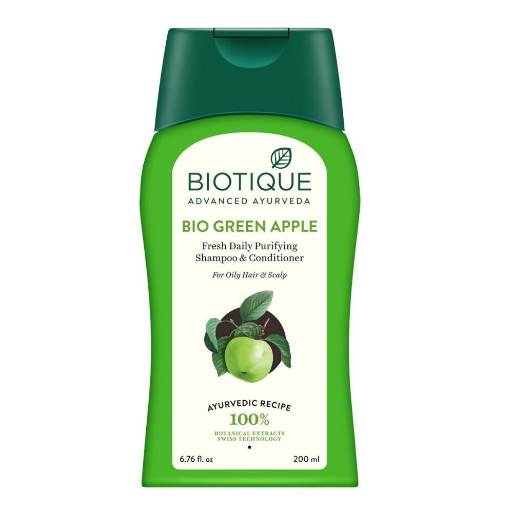 Biotique Bio Green Apple Fresh Daily Purifying Shampoo & Conditioner (Shine&Gloss), 120 ml