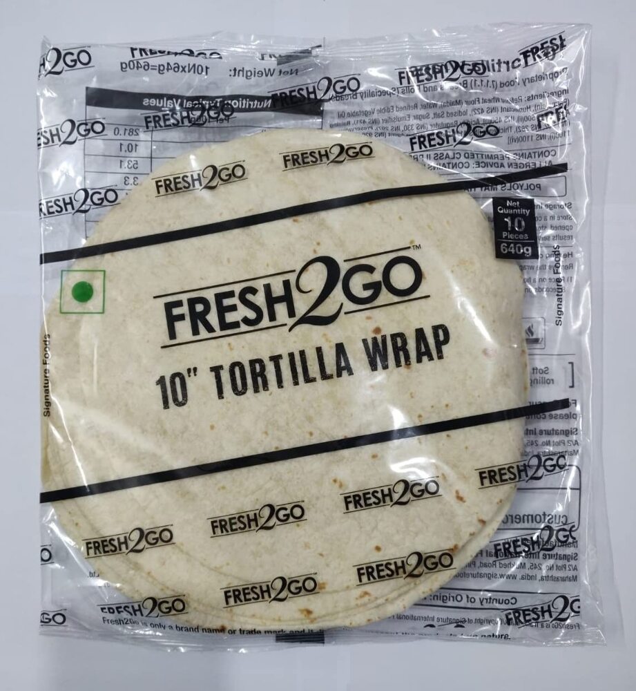 Fresh 2 Go Plain Tortilla 10" Pouch 640Gms, 10 Pcs