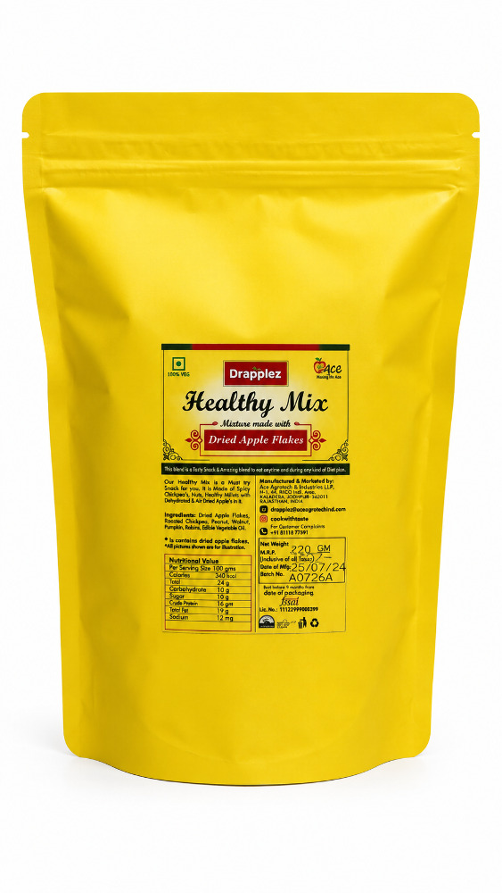 Drapplez Healthy Mix Mixture Made With Dried apple Flakes 220gm