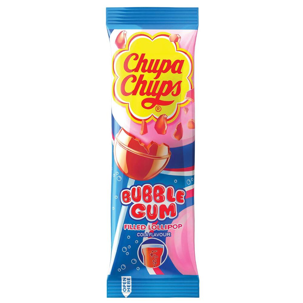 Chupa Chups Cola Flavour Bubble Gum Filled Lollipop 11gm