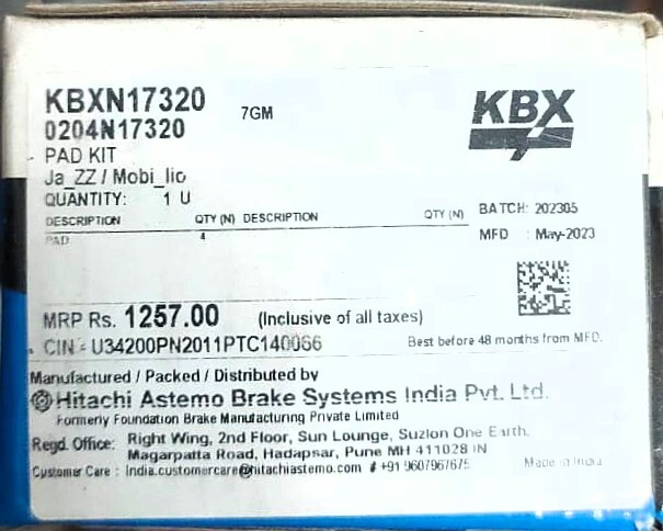 Disc Pad for Honda Mobilio / Honda Jazz -KBXN17320