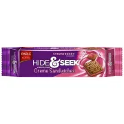 Parle Hide & Seek Choco Chip Creme Sandwiches Strawberry Flavoured Biscuits 120 g