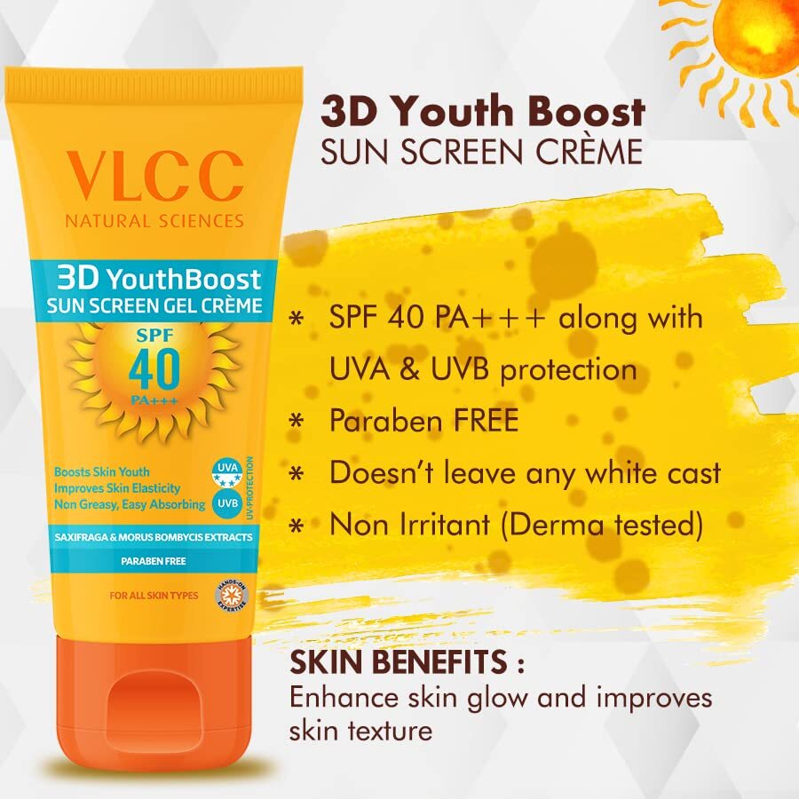 VLCC Natural Sciences 3D Youth Boost SPF 40 +++ Sunscreen Gel Cream, 100 gm