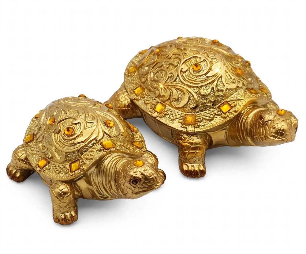 Golden Double Tortoise Family Set of 2