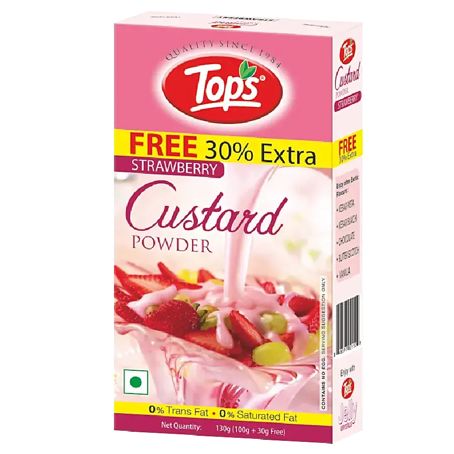Tops Custard Powder Strawberry, 100 gm