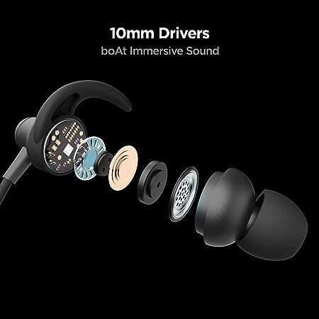 boAt Rockerz 335 Bluetooth in Ear Neckband with Qualcomm aptX & CVC, Upto 30 Hours Playback, ASAP Charge, Signature Sound, IPX5 and BTv5.0(Black)