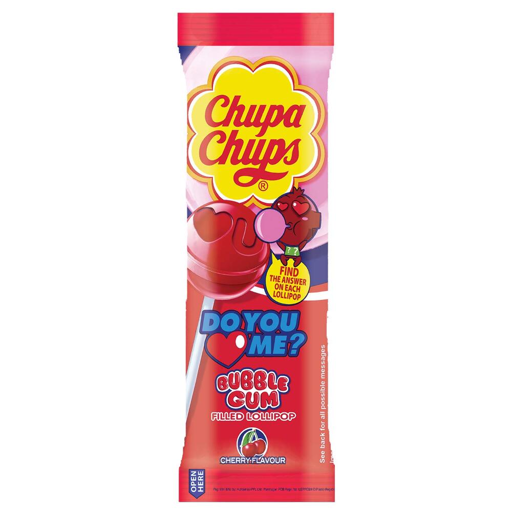 Chupa Chups Cherry Flavour Bubble Gum Filled Lollipop 11GM