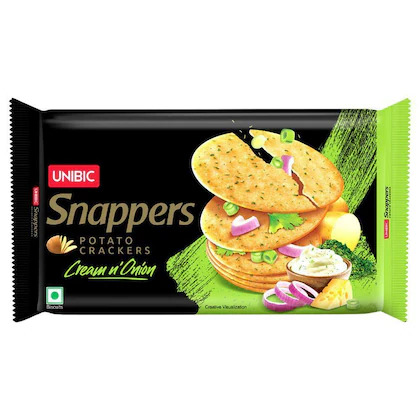 Unibic Snappers Potato Crackers Cream n'Onion, 280g