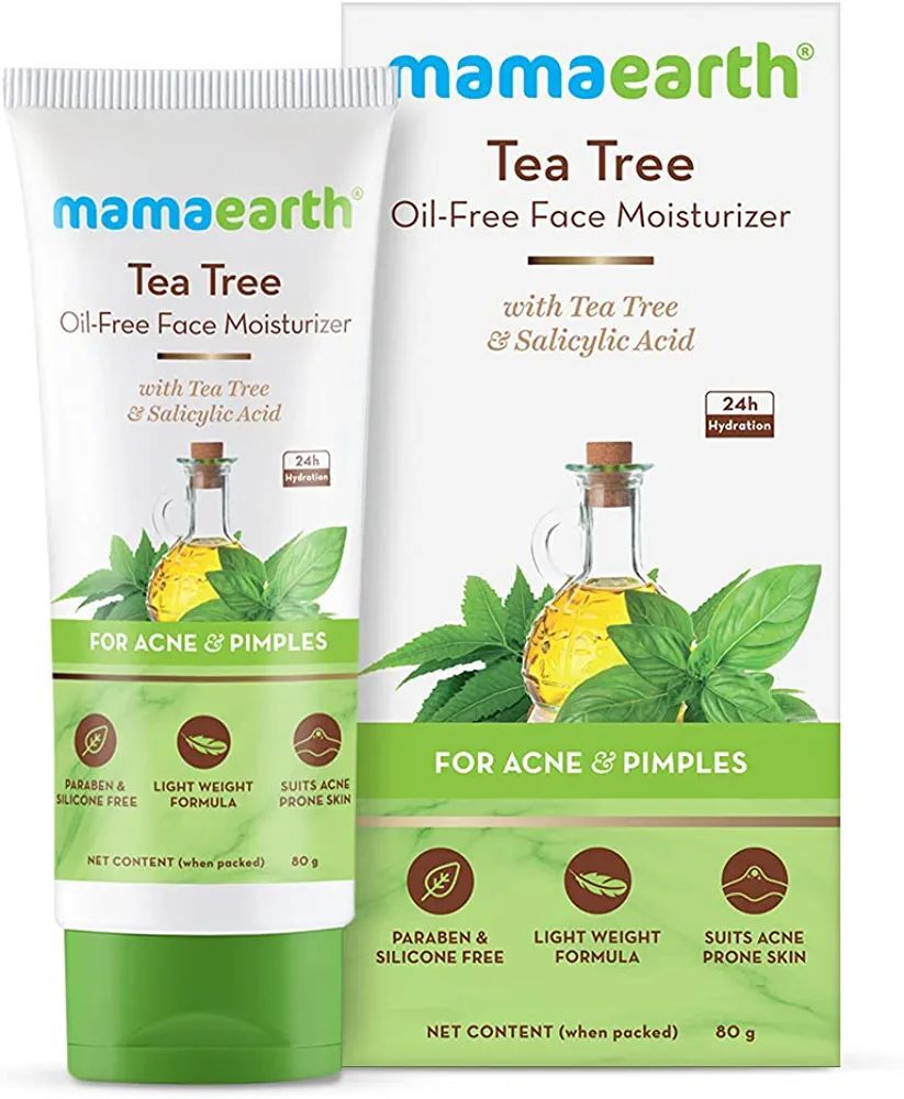 Mamaearth Tea Tree Oil-Free Face Moisturizer with Tea Tree and Salicylic Acid for Acne and Pimples - 80 ml