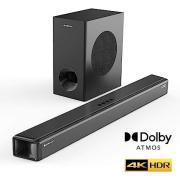 Zebronics ZEB-JUKE BAR 9800 DWS PRO DOLBY ATMOS Bluetooth Home Theater Soundbar With Digital Wireless Subwoofer Supporting 4K HDR, USB, AUX, Optical, 3xHDMI & Remote Control. (450 Watt, 2.1.2 Channel)