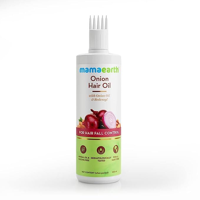 Mamaearth Onion Hair Oil for Hair Regrowth and Hair Fall Control with Redensyl, 150ml