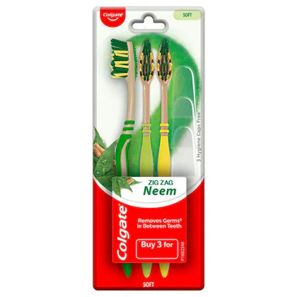 Colgate Zig Zag Neem Deep Cleaning (Soft) Toothbrush 3 pcs