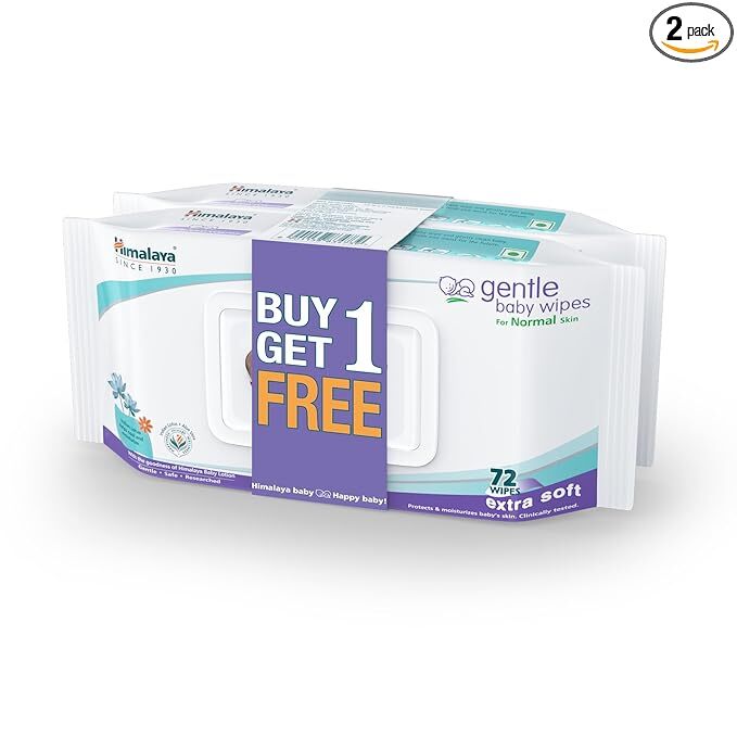 Himalya Gentle Baby Wipes For Normal Skin, 72Wipes Buy 1 Get Free