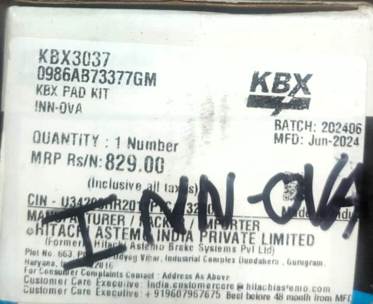 Disc Pad for Toyota Innova -KBX3037