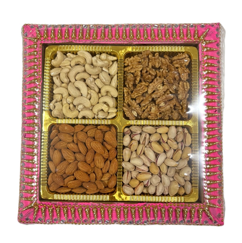 Designer 4 Box Big Dry Fruit Tray Almond-115g, Cashew-100g, Walnut-65g,Pista-65g #FG22