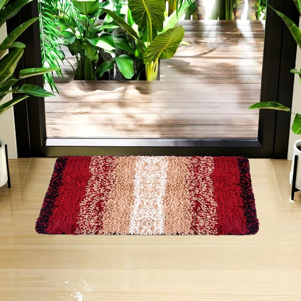 Pano Bath Mat Melange Strips Tufted Red Multi Colour 1pcs 40*60cm