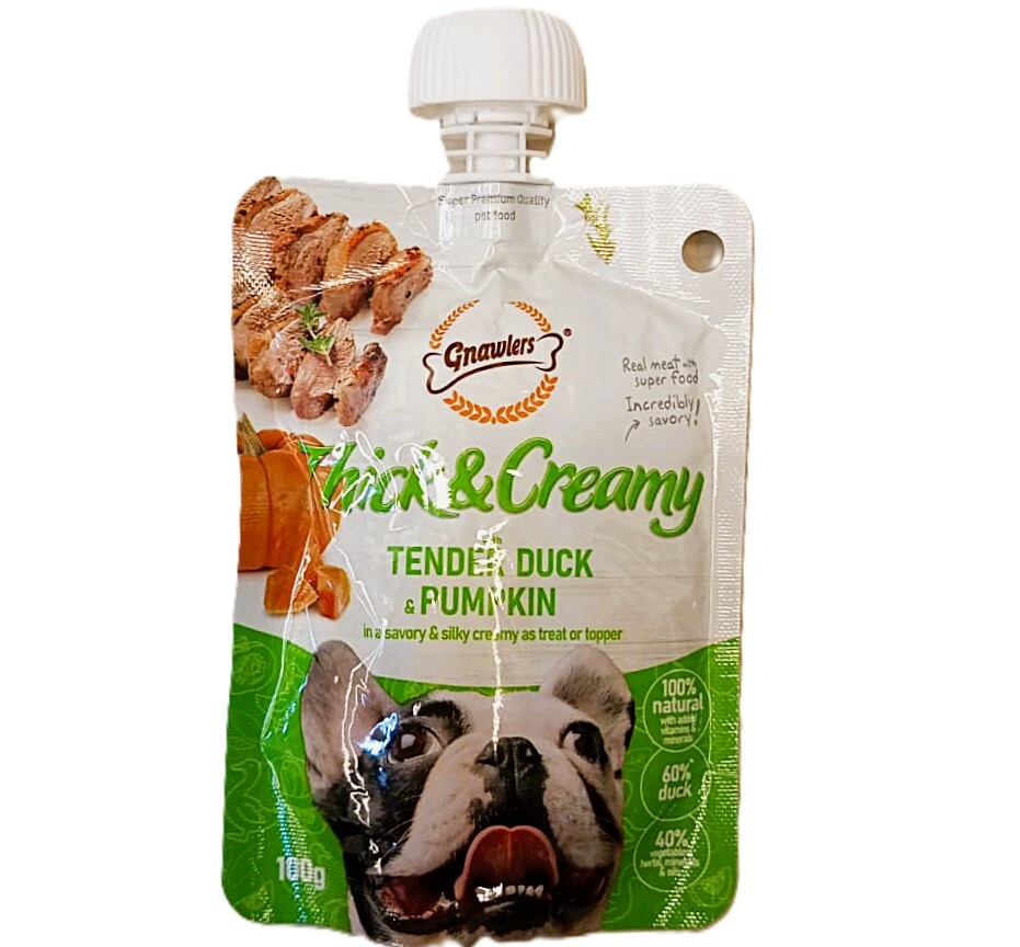 Gnawlers Tender Duck Pumkin Thick and Creamy Dog Treats, 100G