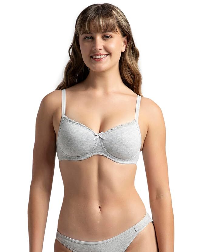 Jockey Women Fashion Essentials Wire Free Padded Bra 1723-01 Stretch (38 B) Steel Gray Mel