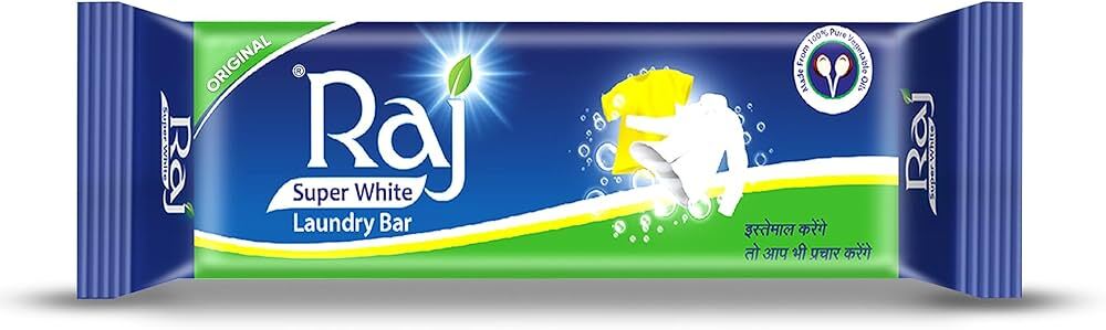 Raj Super White Laundry Soap Bar 1 Kg (Pack of 4)