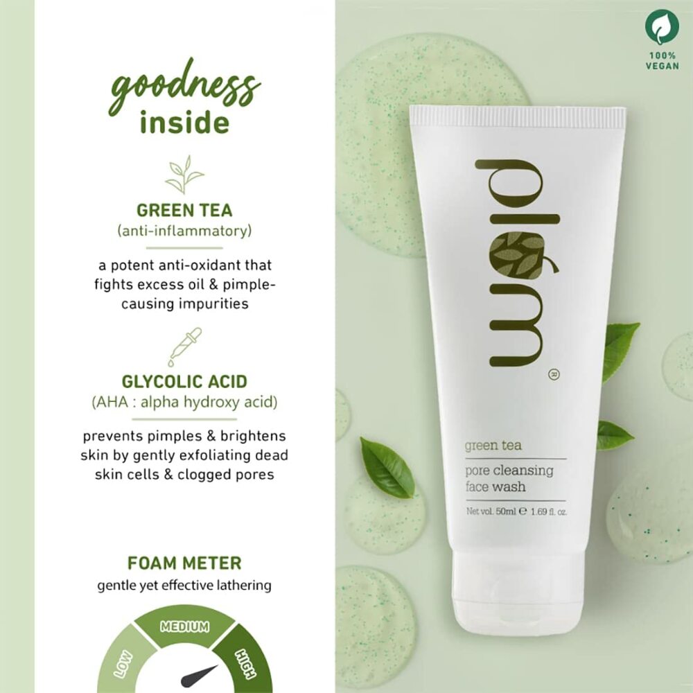 Plum Green Tea Pore Cleansing Face Wash | Best Suits Oily, Acne-Prone, Combination Skin | 100% Vegan, 50 ml