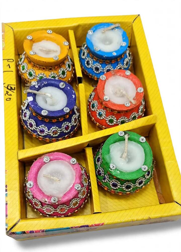Happy Diwali Festival Of Light Diya Set Of 6