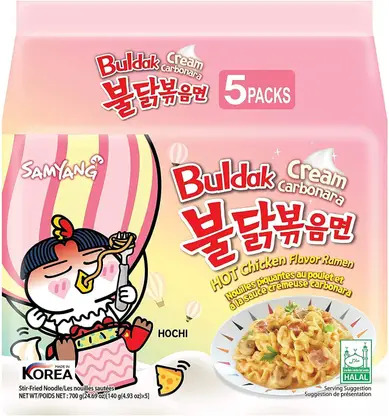 Samyang Buldak Cream Carbonara Hot Chicken lavor Ramen Noodle (140x5) 700g