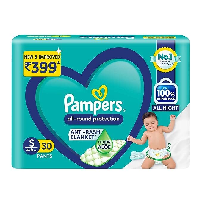Pampers Diaper Pants- Small Size, All Round Protection, Anti-Rash Blanket, New & Improvd, 30 Pants
