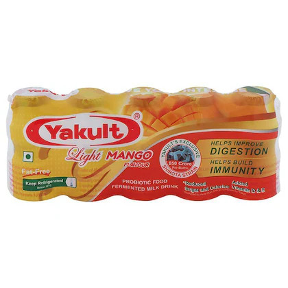 Yakult Light Mango Flavour Fermented Dairy Based Drink, 65Ml*5