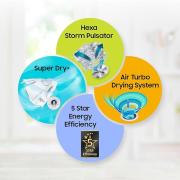Samsung 7.5 kg, 5 star, Semi-Automatic Top Load Washing Machine, Air Turbo Drying, Light Gray