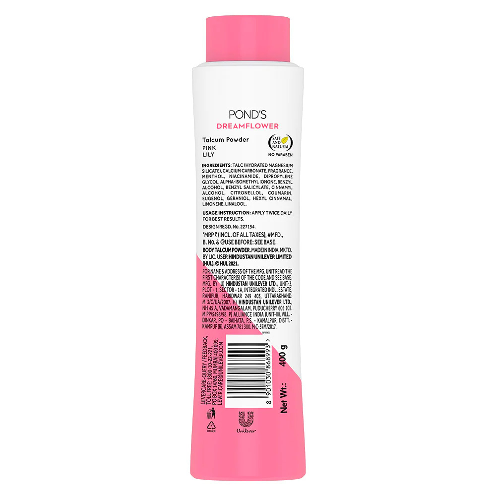 Ponds Dreamflower Fragrant Talc, With Vitamin B3, (400gm)