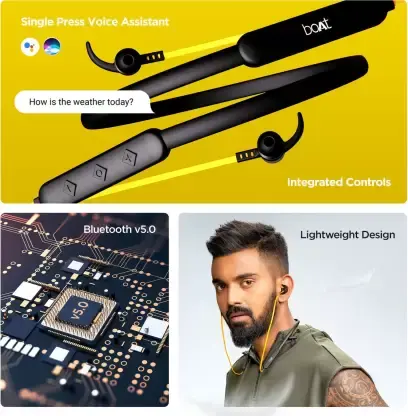 boAt Rockerz 255F Pro with Fast Charging Bluetooth Headset (Blazing Yellow, In the Ear)