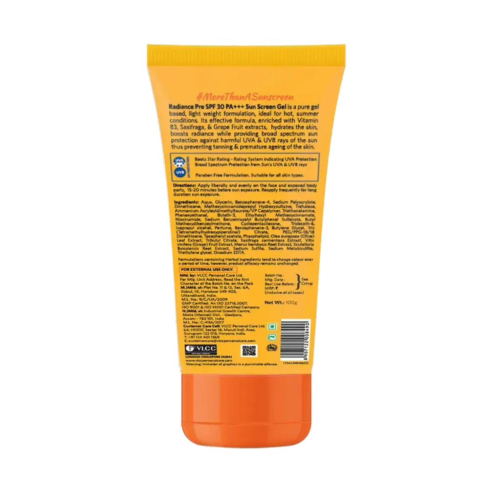 VLCC Natural Sciences Radiance Pro SPF 30 PA+++ Sunscreen Gel, 100 gm