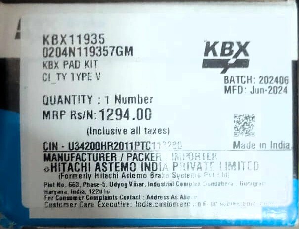 Disc Pad HONDA CITY TYPE 5 -KBX11935