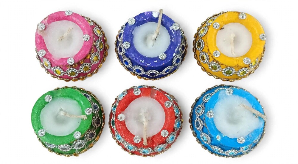 Decorative Multicolour Tea Light Candle Set of 6