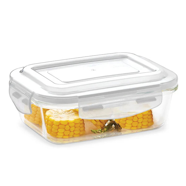 Borosil Microwavable Glass Klip-N-Store Rectangular Container 1.04L ICYGCHLS104