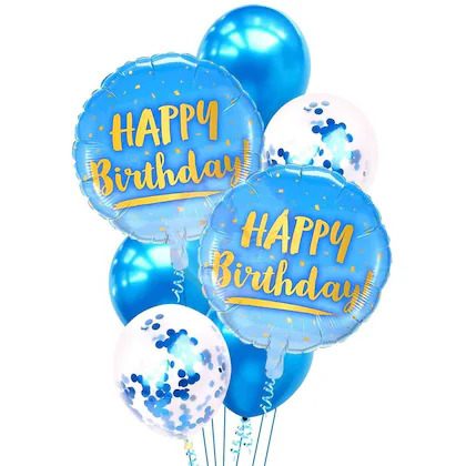 Happy Birthday Bogo Balloons 40 Pcs Set 7 IN 1 Glitter