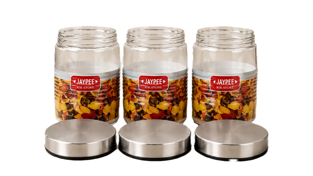 Jaypee Rib Store Air Tight Pet Jar 1L Set Of 3