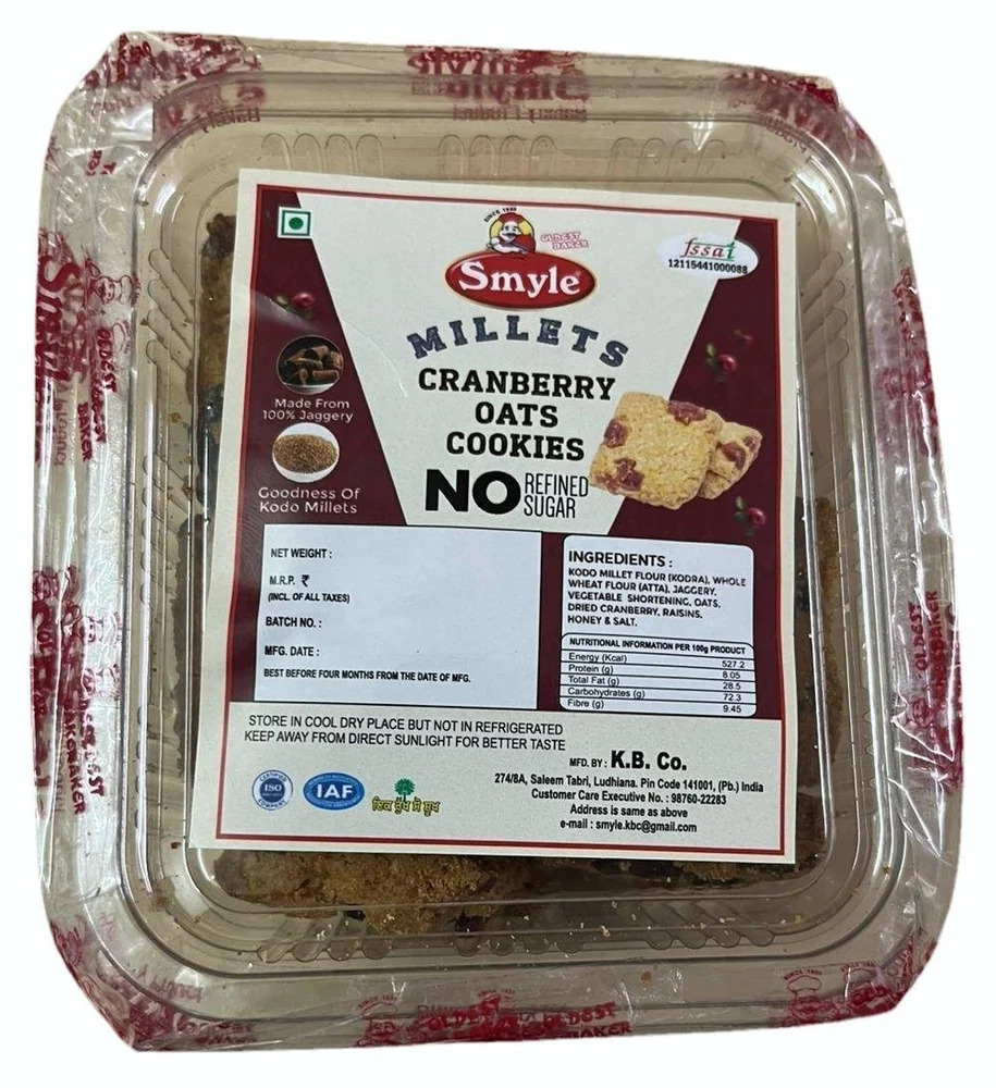 Smyle Millets Cranberry Oats Cookies No Refiend Sugar 200g