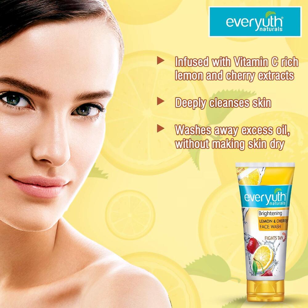 Everyuth Naturals Brightening Lemon and Cherry Face Wash, 50 gm