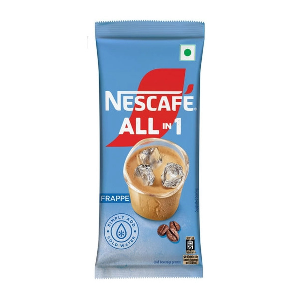 Nescafe All In 1 Frappe Indulgent Cold Coffee Instant Cold Coffee Mix Powder Just Add Cold Water, 28G