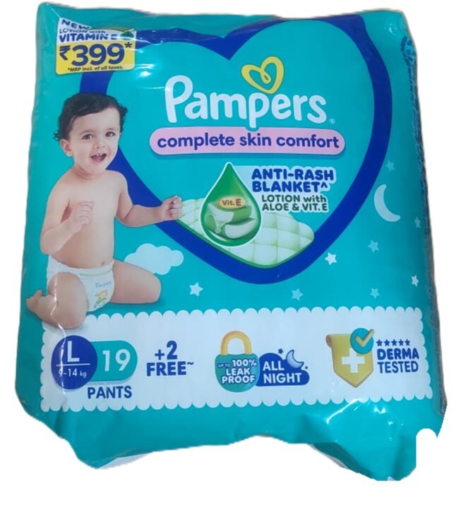 Pampers Complete Skin Comfort Anti Rash Blanket Lotion With Aloe& vit-e L size 9-14 (19 Pants) Diaper's