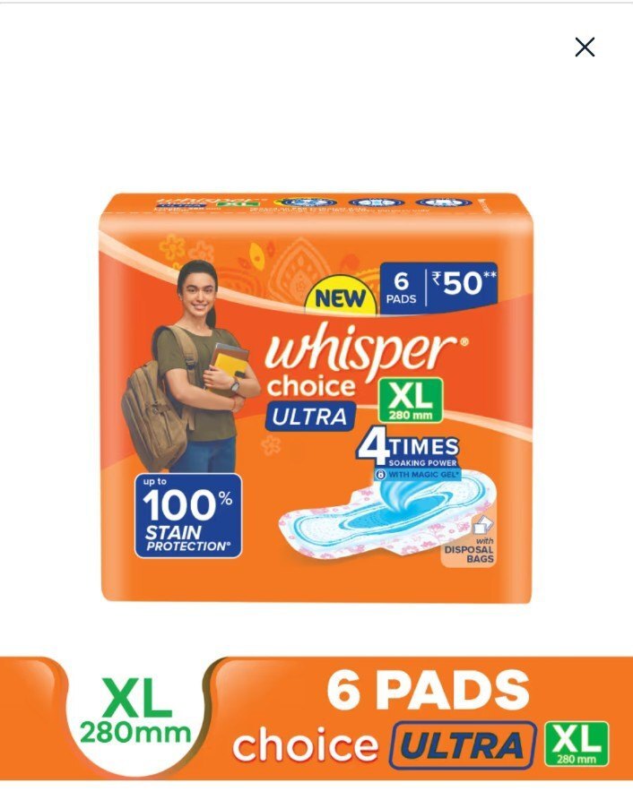 whisper choice ultra xl 6 pcs