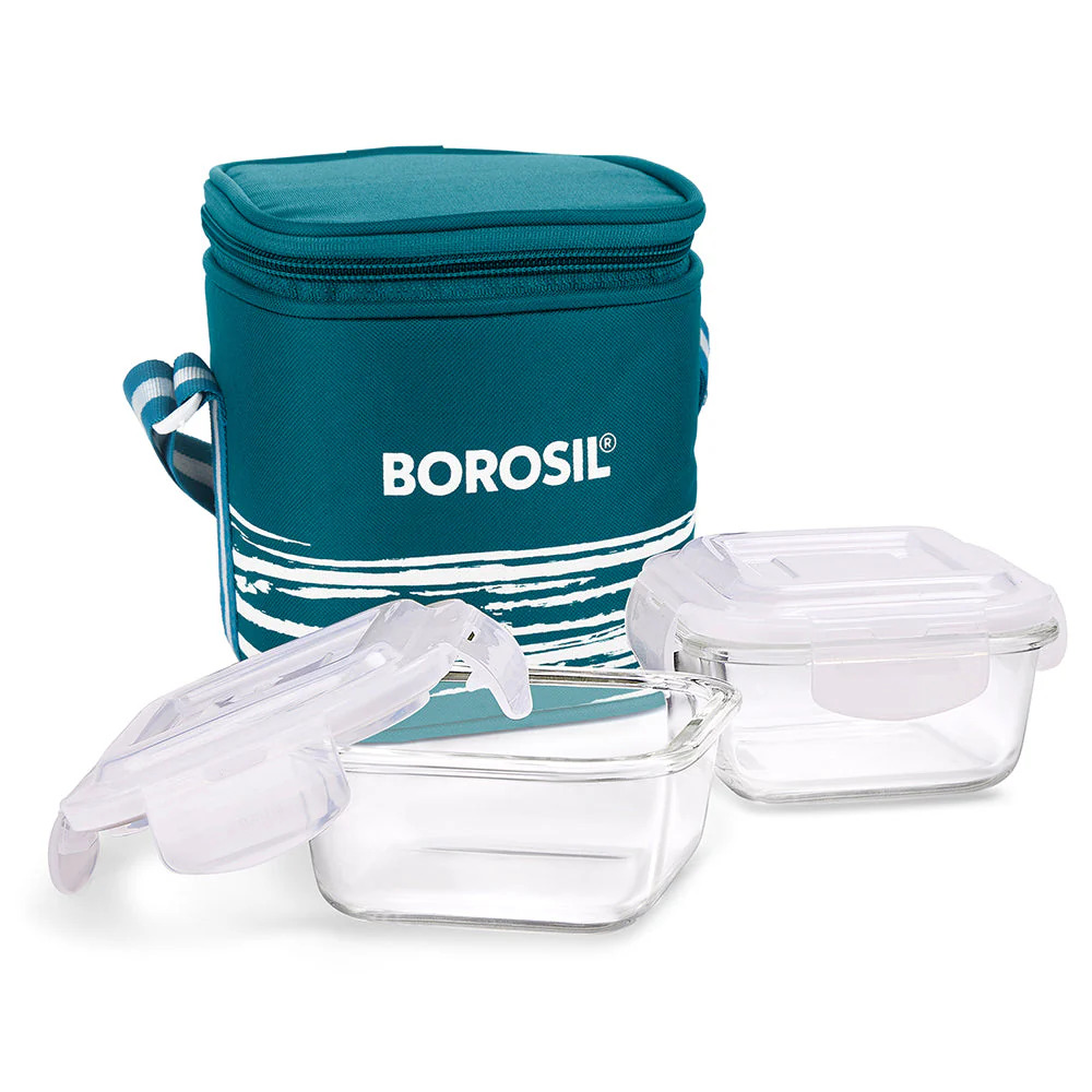 Borosil Lunch Box Glassware Set Of 2, 320Ml