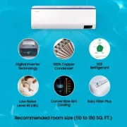 SAMSUNG Convertible 5-in-1 Cooling Mode 1.5 Ton 3 Star Split Inverter Anti Bacteria Filter AC - White (AR18BYLZAUR Copper Condenser)
